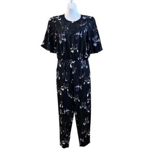 NWT H&M Women's Black Floral One-Piece Romper Size 6